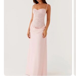 Peppermayo Pink Lace Maxi Dress